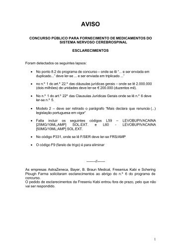 AVISO - SPMS - Catálogo de Aprovisionamento Público da Saúde