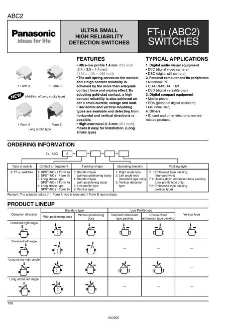 Snap-Action Switches Detection Switches General Catalogue 2005