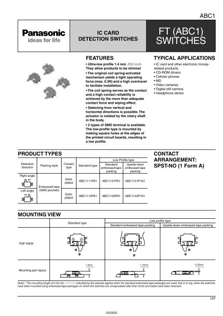 Snap-Action Switches Detection Switches General Catalogue 2005