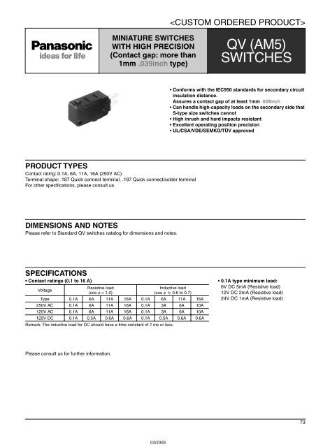 Snap-Action Switches Detection Switches General Catalogue 2005