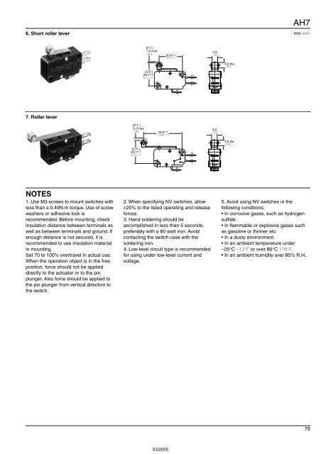 Snap-Action Switches Detection Switches General Catalogue 2005