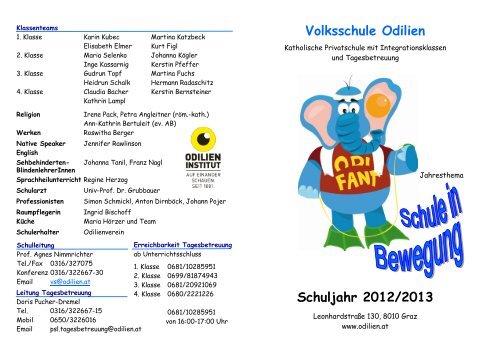 Schuljahr 2012/2013 Volksschule Odilien - Odilien-Institut Graz