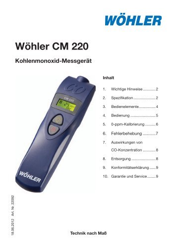 Mode d'emploi WÃ¶hler CM 220 - Wohler USA