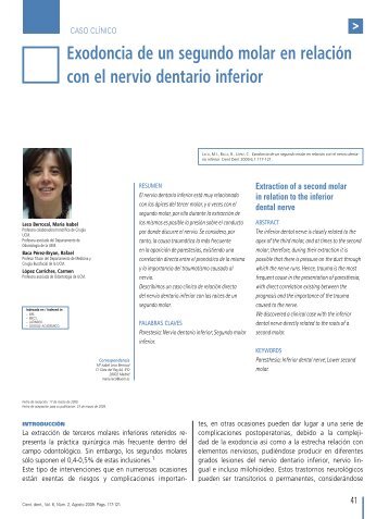 Exodoncia de un segundo molar en relaciÃ³n con el nervio ... - COEM