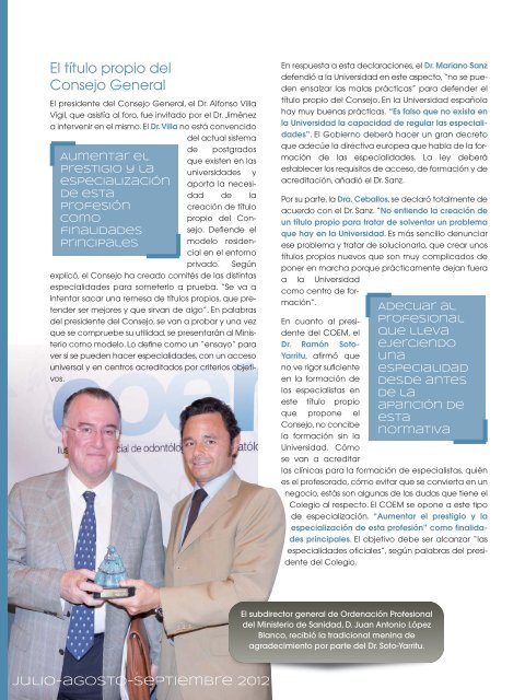 ProfesiÃ³n Dental julio-agosto-septiembre 2012 - COEM