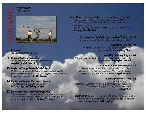 August 2006 Vol. 23, No. 8 – R/C - RCSoaring.com