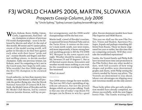 August 2006 Vol. 23, No. 8 – R/C - RCSoaring.com