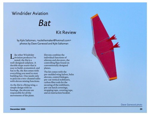 December 2005 — Vol. 22, No. 12 - RC Soaring - RCSoaring.com