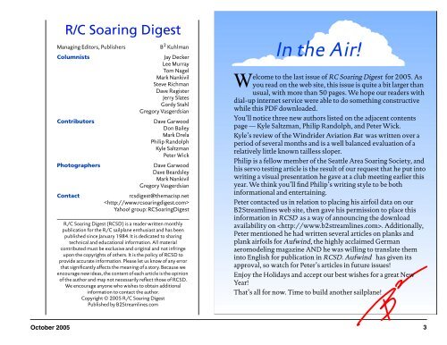 December 2005 — Vol. 22, No. 12 - RC Soaring - RCSoaring.com