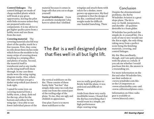 December 2005 — Vol. 22, No. 12 - RC Soaring - RCSoaring.com