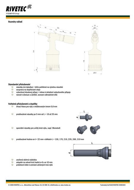 Technický list - RIVETEC sro