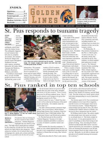 St. Pius responds to tsunami tragedy - St. Pius X Catholic High School