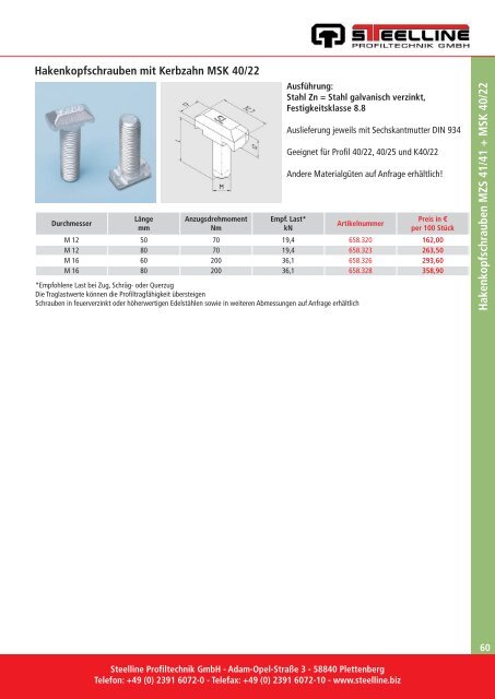 Hakenkopfschrauben - Steelline Profiltechnik GmbH