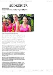 Tennis-Damen weiter ungeschlagen - TC BW Donaueschingen
