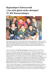 Nur nicht gleich wieder absteigen - TC BW Donaueschingen