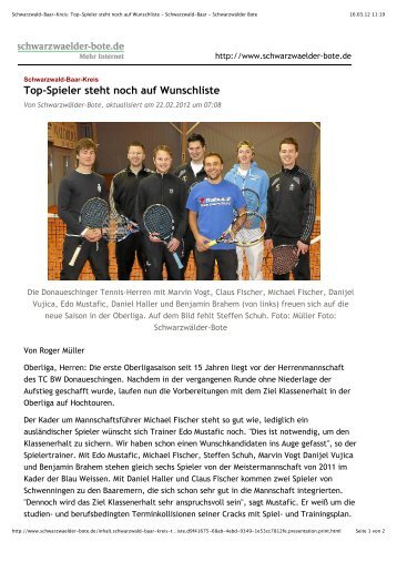 Top-Spieler steht noch auf Wunschliste - TC BW Donaueschingen