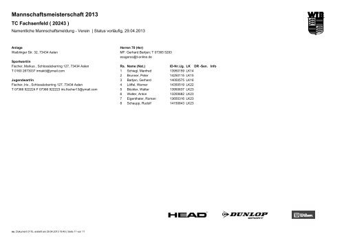 Mannschaftsmeisterschaft 2013 - TC Fachsenfeld