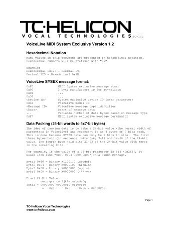 VoiceLive Sysex Manual - TC-Helicon
