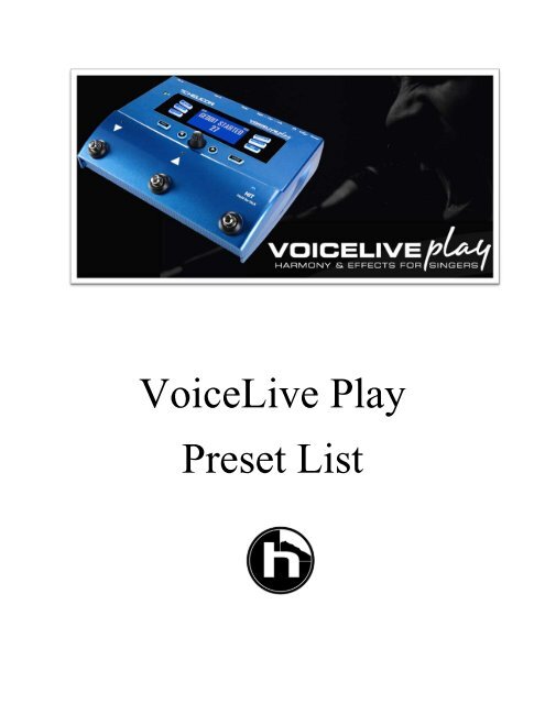 VoiceLive Play Preset List - TC-Helicon