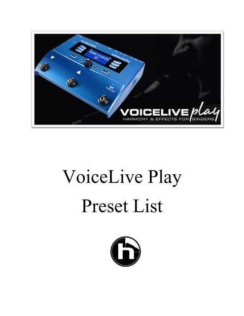 Voicelive Play Preset List Tc Helicon