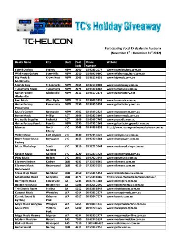 Dealer list â Australia (pdf) - TC-Helicon