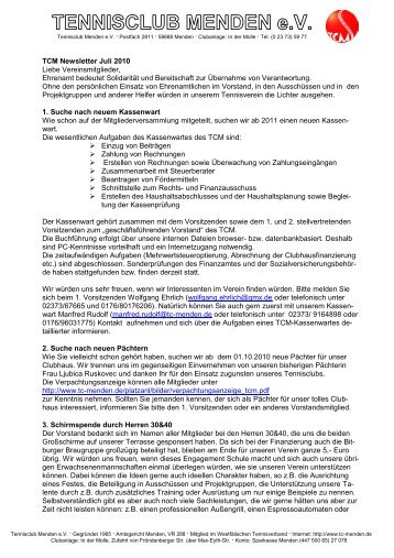 TCM Newsletter Juli 2010 Liebe Vereinsmitglieder ... - TC Menden
