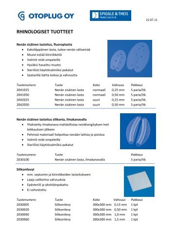 RHINOLOGISET TUOTTEET