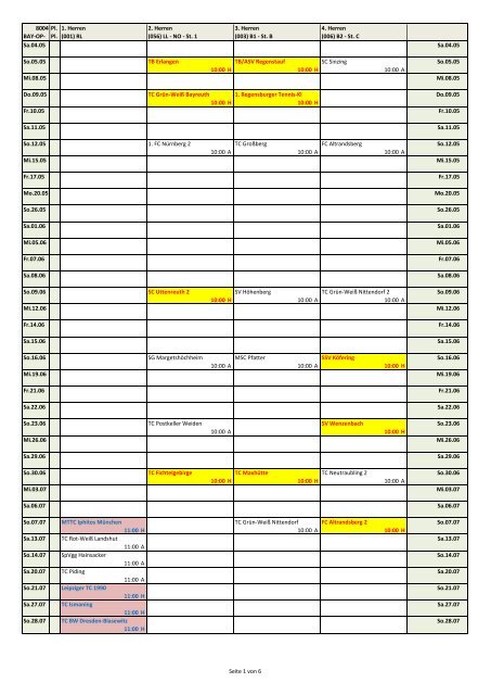 Spielplan 2013 - TC Rot-Blau Regensburg