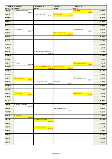 Spielplan 2013 - TC Rot-Blau Regensburg