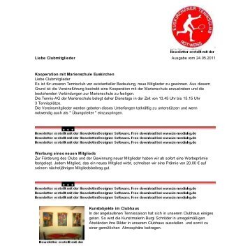 Newsletter des TC Rot Weiss Euskirchen - Euskirchener TC Rot ...