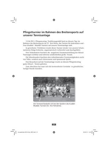 Pfingstturnier im Rahmen des Breitensports auf unserer Tennisanlage