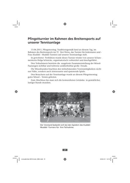 Pfingstturnier im Rahmen des Breitensports auf unserer Tennisanlage