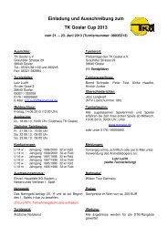 Einladung und Ausschreibung zum TK Goslar Cup 2013