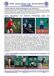 TCW Info-Letter vom 29.06.2009 - TC Wankendorf