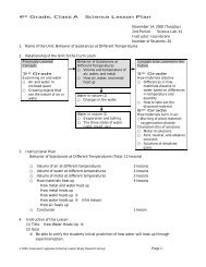 4th Grade, Class A Science Lesson Plan November 14, 2000 ...