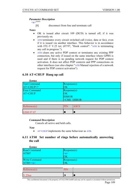 C55/C55i AT COMMAND SET Description Preliminary - Falcom