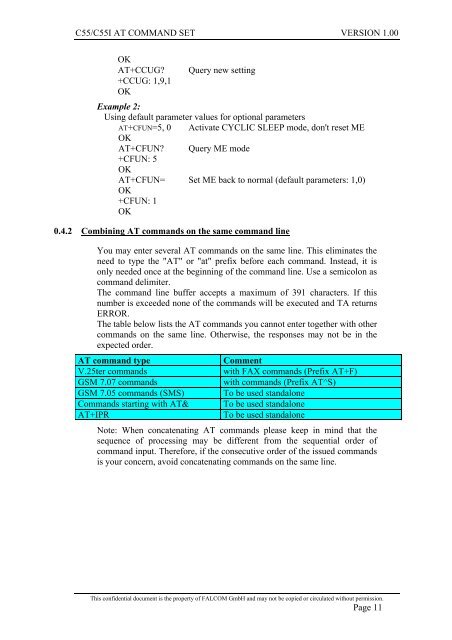 C55/C55i AT COMMAND SET Description Preliminary - Falcom