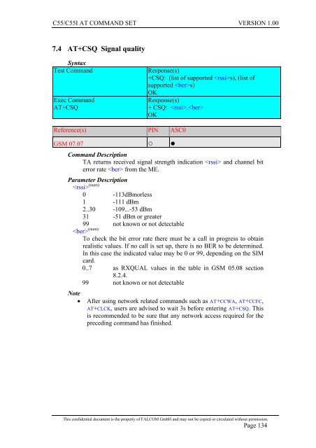 C55/C55i AT COMMAND SET Description Preliminary - Falcom