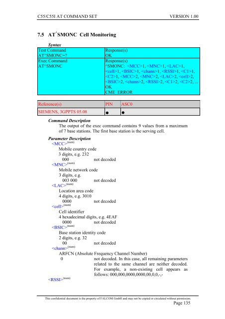 C55/C55i AT COMMAND SET Description Preliminary - Falcom