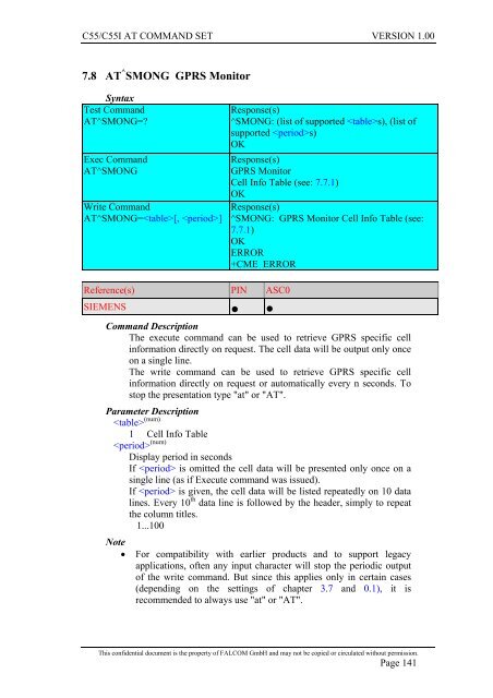 C55/C55i AT COMMAND SET Description Preliminary - Falcom