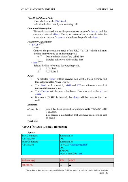 C55/C55i AT COMMAND SET Description Preliminary - Falcom