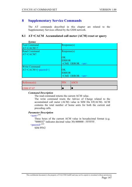 C55/C55i AT COMMAND SET Description Preliminary - Falcom