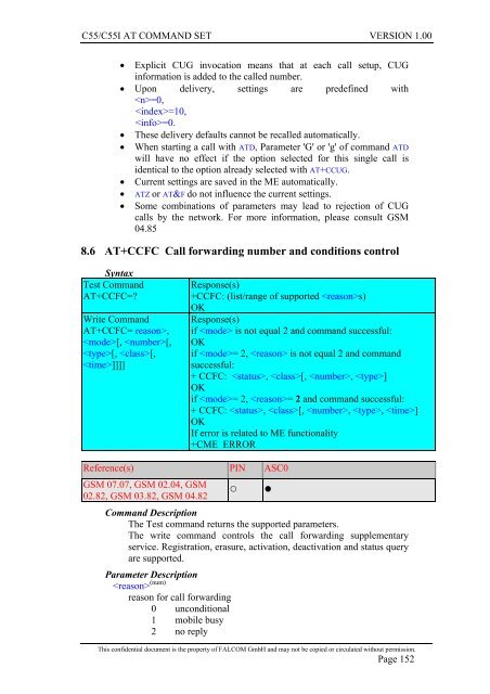 C55/C55i AT COMMAND SET Description Preliminary - Falcom