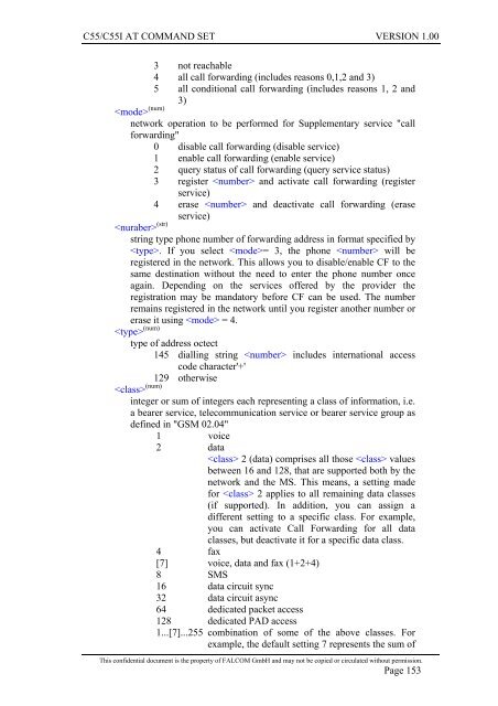 C55/C55i AT COMMAND SET Description Preliminary - Falcom