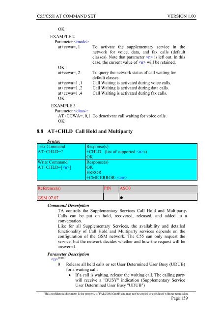 C55/C55i AT COMMAND SET Description Preliminary - Falcom