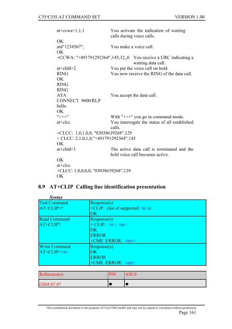 C55/C55i AT COMMAND SET Description Preliminary - Falcom