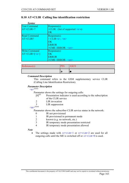 C55/C55i AT COMMAND SET Description Preliminary - Falcom