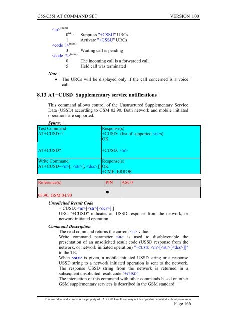 C55/C55i AT COMMAND SET Description Preliminary - Falcom