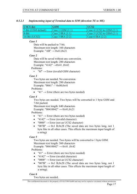 C55/C55i AT COMMAND SET Description Preliminary - Falcom