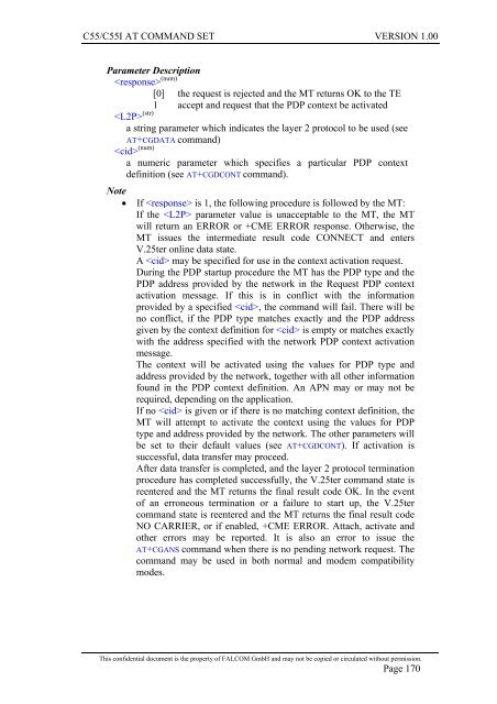 C55/C55i AT COMMAND SET Description Preliminary - Falcom